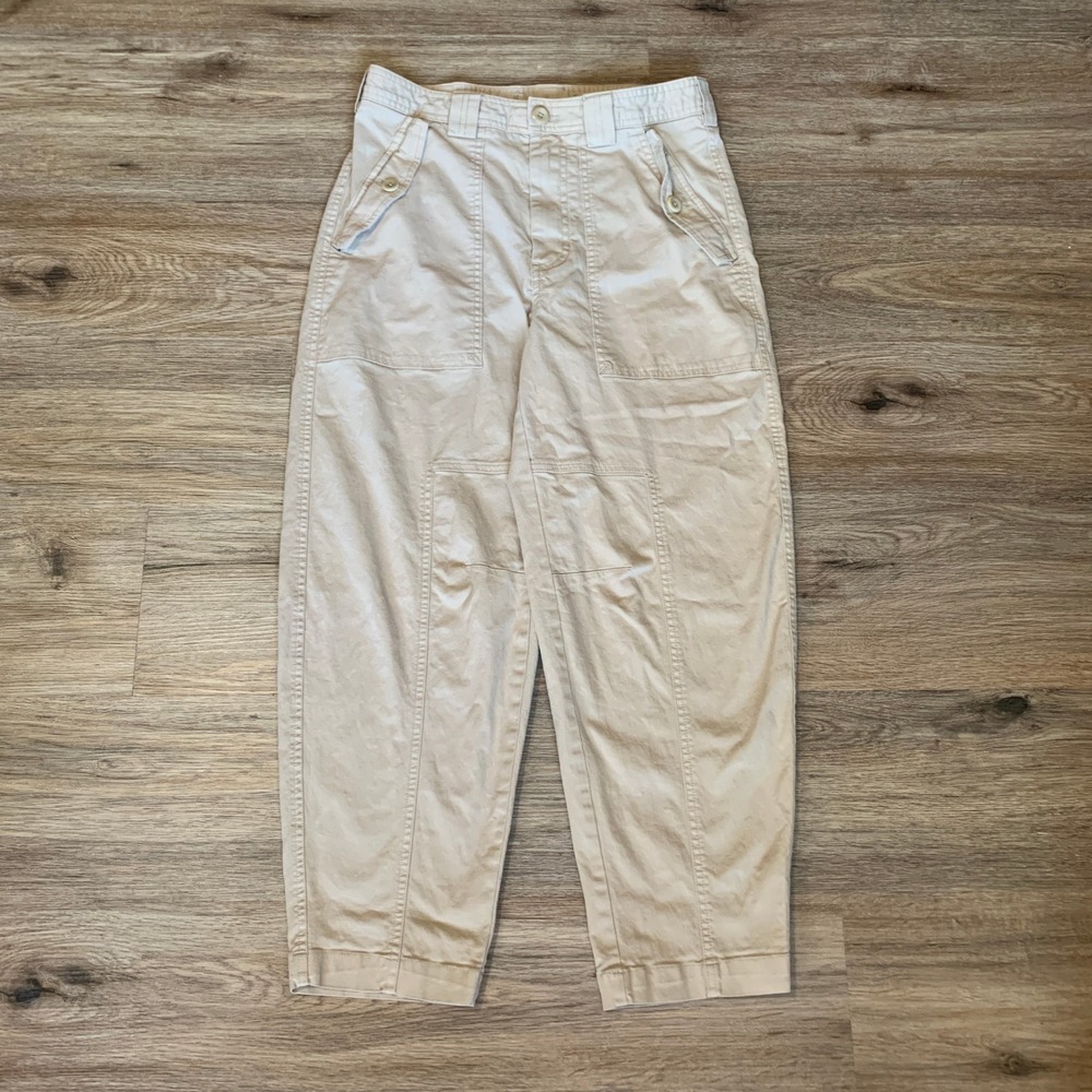 Banana Republic Khaki Tan Barrel Utility Pants Tapered High Rise Size 2